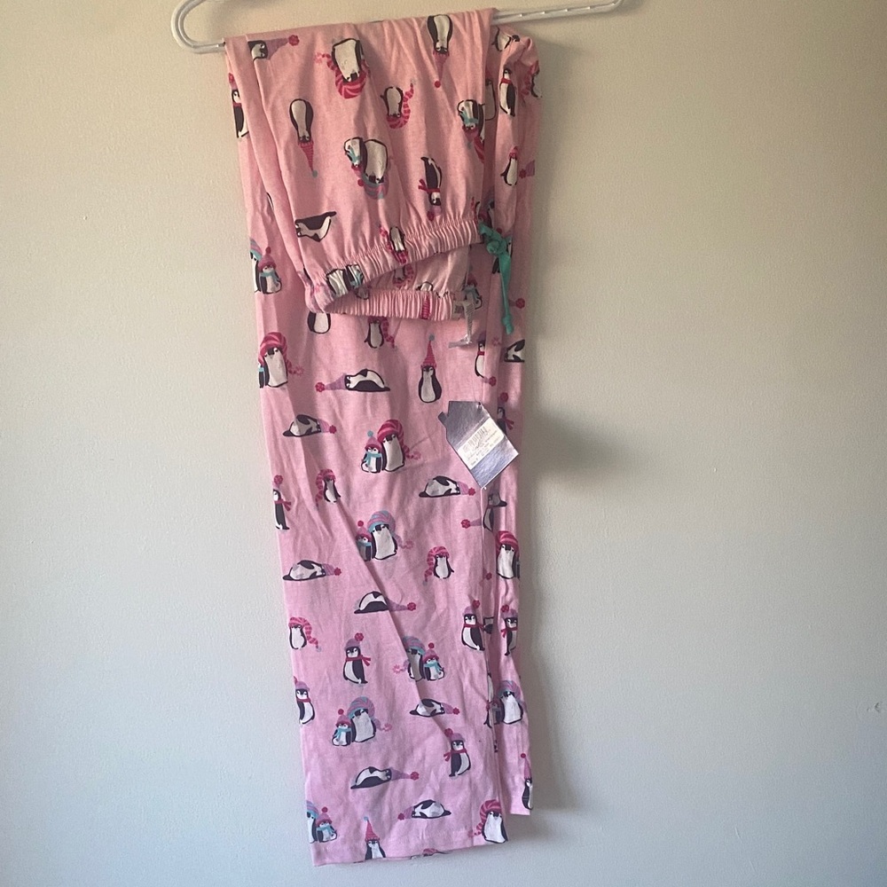 Pink Penguin Print Pajama Pants